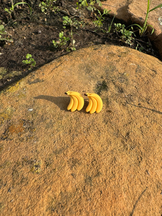 Yellow Banana Fruit Stud Post Earrings Gift