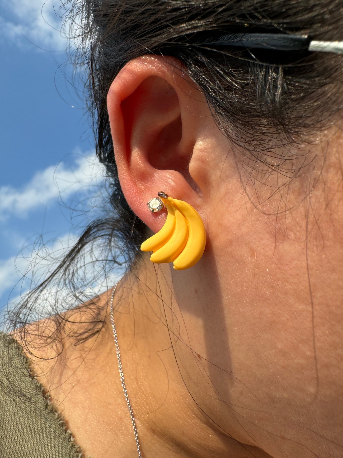 Yellow Banana Fruit Stud Post Earrings Gift