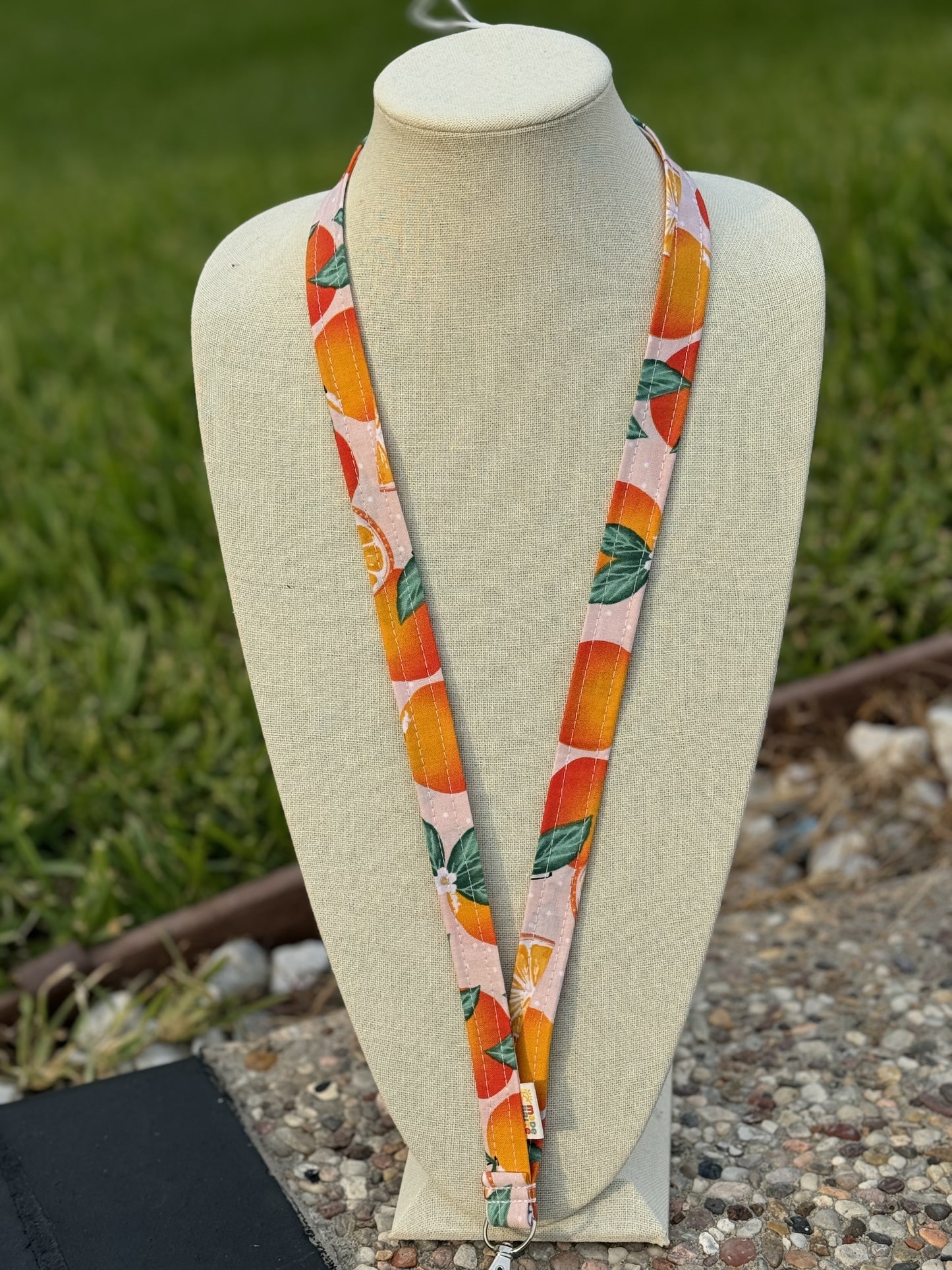 Sweet Orange Fruit Lanyard Keychain Badge ID Holder