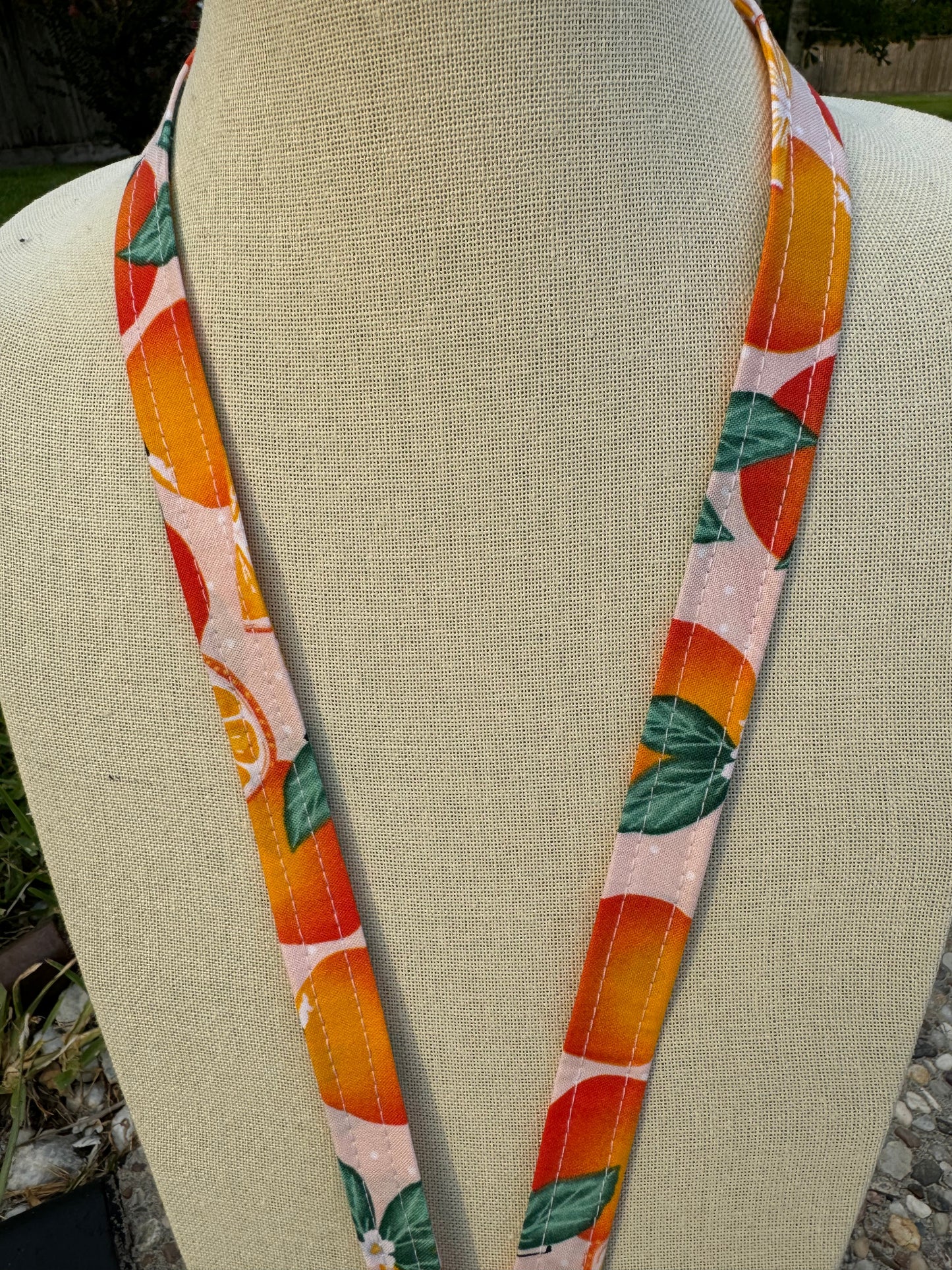 Sweet Orange Fruit Lanyard Keychain Badge ID Holder