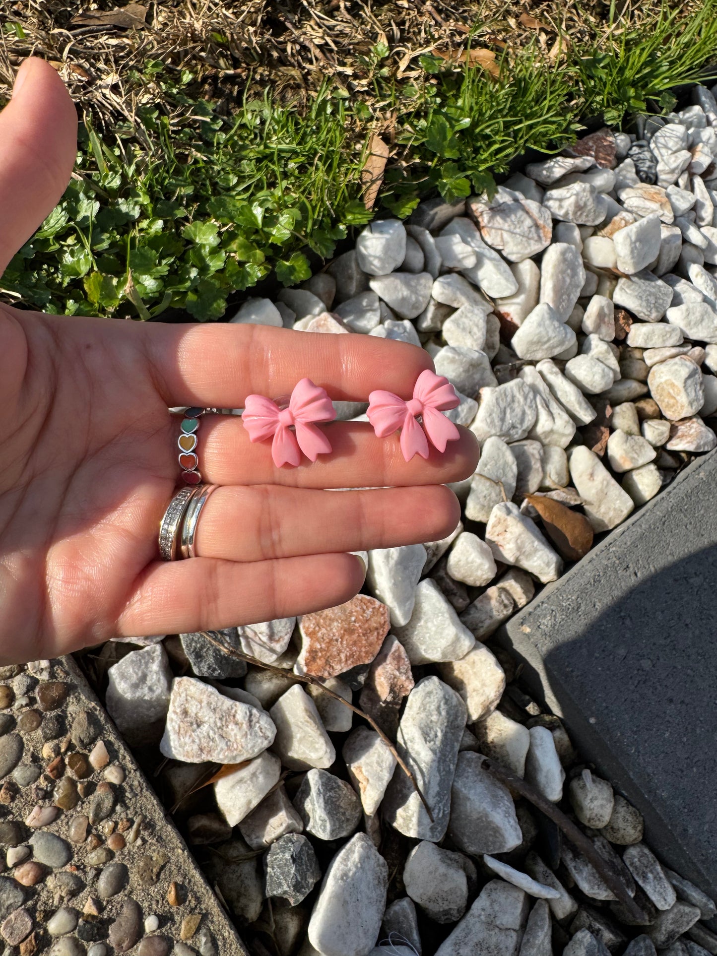 Pink Posey Bow Stud Earrings Bow Post Earrings