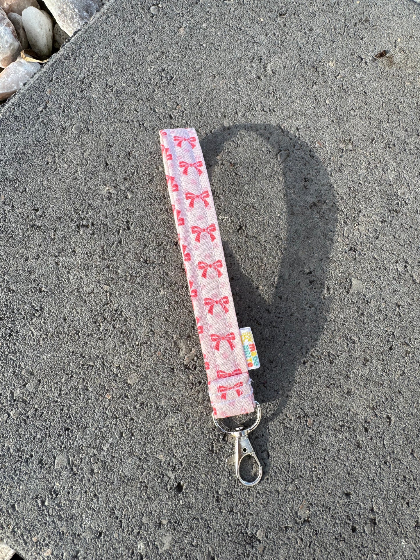 Pink Posey Bow Posie Bow Wristlet Keychain KeyFob