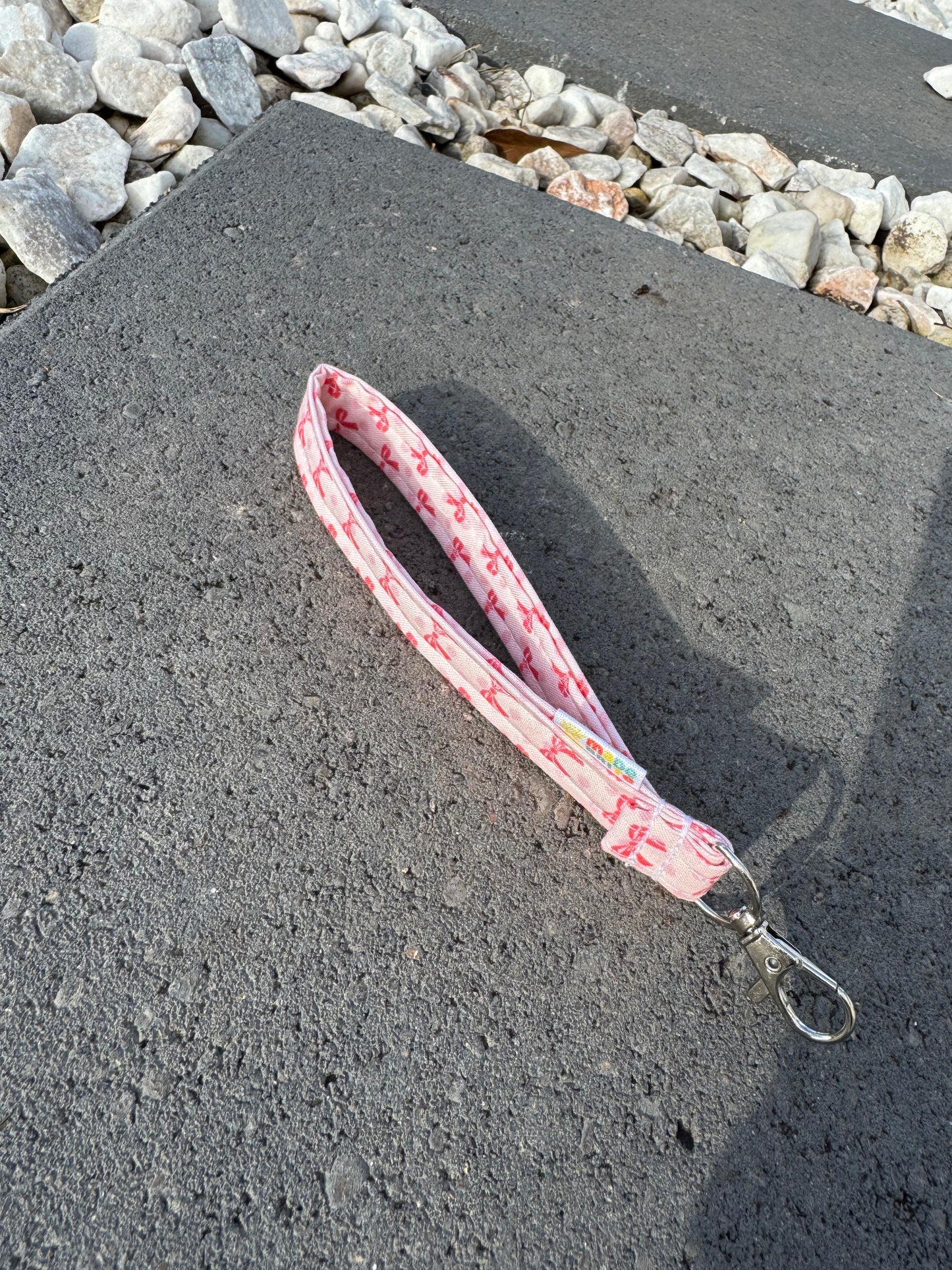 Pink Posey Bow Posie Bow Wristlet Keychain KeyFob