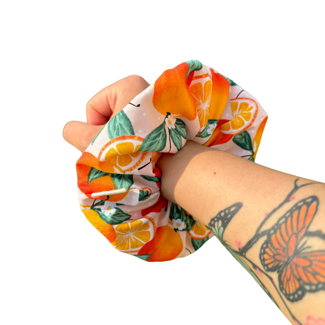 Orange Fruit Womens Scrunchie Hair Tie Ponytail