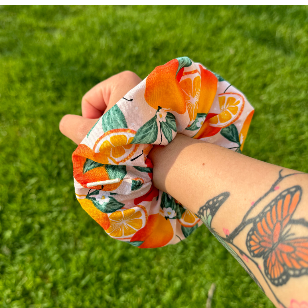 Orange Fruit Womens Scrunchie Hair Tie Ponytail