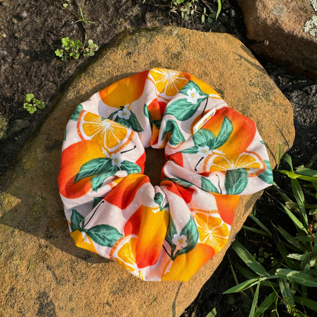 Orange Fruit Womens Scrunchie Hair Tie Ponytail