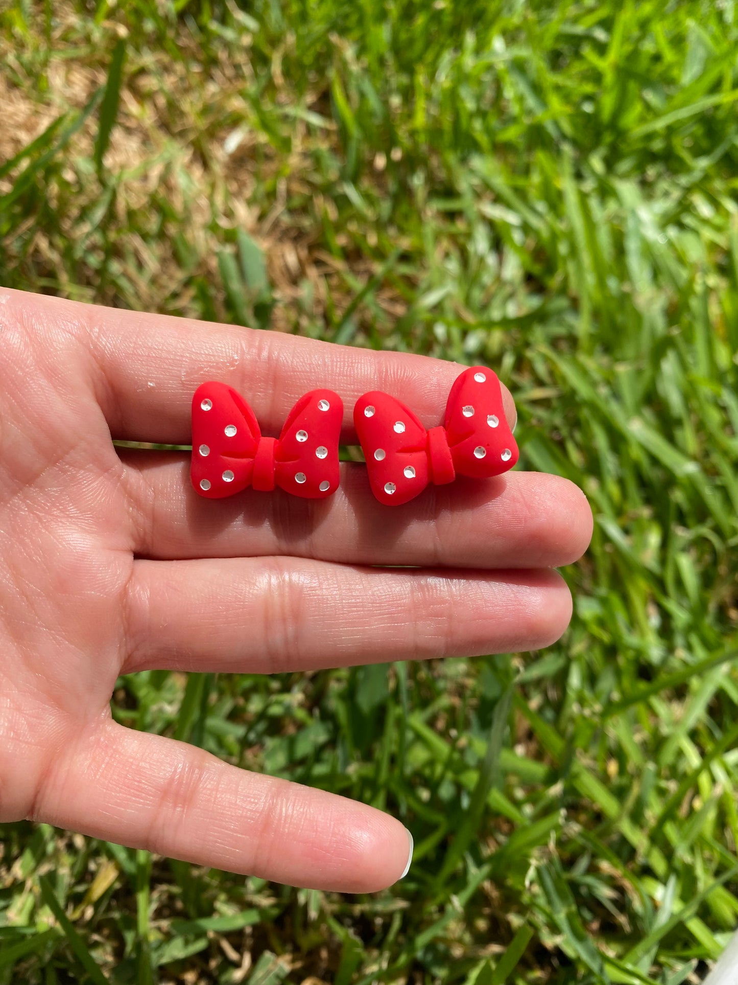 Red Polka Dot Bow Stud Earrings Gift